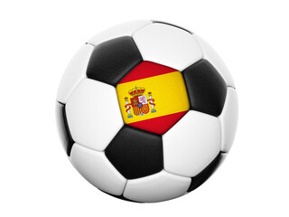Football soccer ball with colours of Spain isolated on transparent white background
