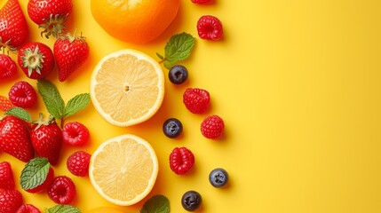 Clean backdrops accentuated by colorful summer fruits, radiating energy and vitality