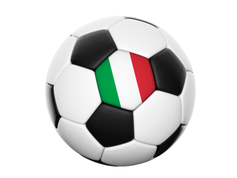 Football soccer ball with colours of Italy isolated on transparent white background - Powered by Adobe