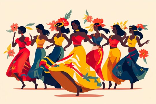 beautiful colombian folk dance illustration 