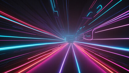 Fototapeta na wymiar 3d render, abstract background, colorful neon lines, digital futuristic wallpaper