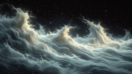 A Painting of Waves and Stars in the Sky