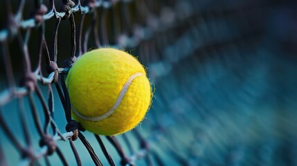tennis ball on a net