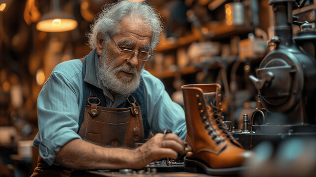 The Craft Keeper Portrait of a Senior Shoemaker - Powered by Adobe