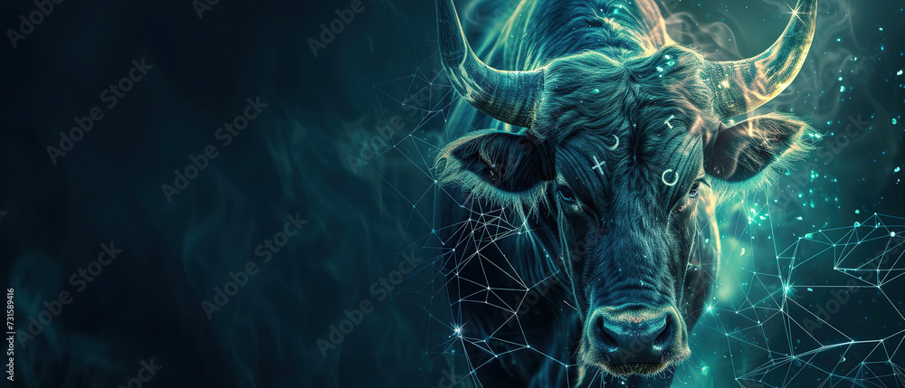 Wall mural image of a zodiac taurus background, with empty copy space