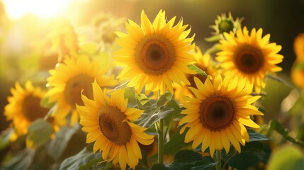 Obraz premium A Large Group of Sunflowers in a Field