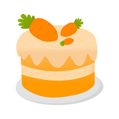 Concept of holiday carrot cake. Vector illustration isolated on white