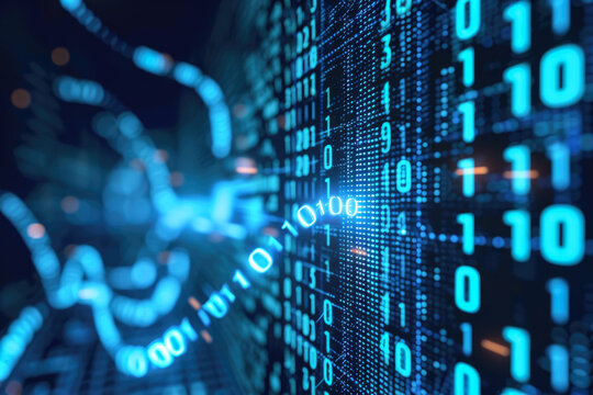Abstract background with digital dashboard and blue indicator lights. Concept of cyber data processing, technological, engineering process, scientific research