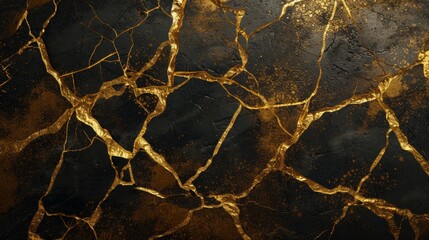 Close Up of a Black and Gold Marble