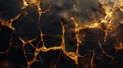 Close Up of Black and Gold Textured Surface