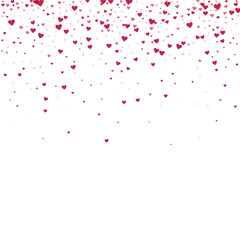 Fototapeta na wymiar Red hearts scattered on white background.