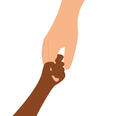 Dark skin tone child holding  parents hand. Parents day. Family day.