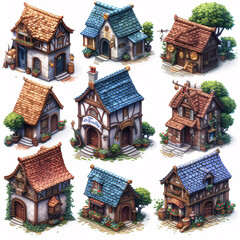 Fantasy Buildings  Games Assets Building and Environment Sprite Sheet