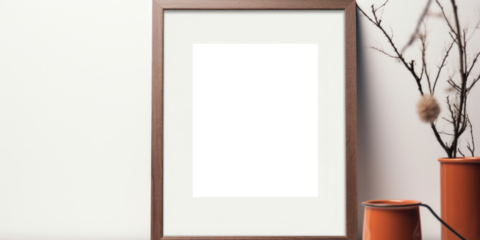 In this close-up mockup, a dark wood frame with a clear background is showcased, offering a sophisticated presentation for your artwork or design.