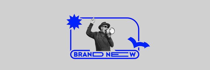 Promotion of new podcast series featuring stories and wisdom from the elderly. Senior man shouting...