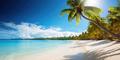 View of palm trees and sea at bavaro beach, punta cana, dominican republic, west indies, caribbean, central america