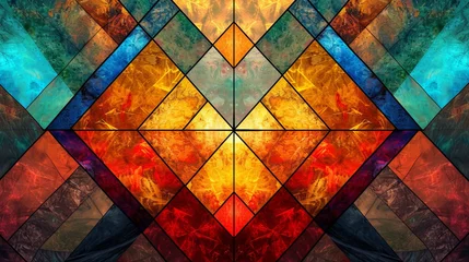 Papier Peint photo autocollant Coloré Stained glass window background with colorful abstract.