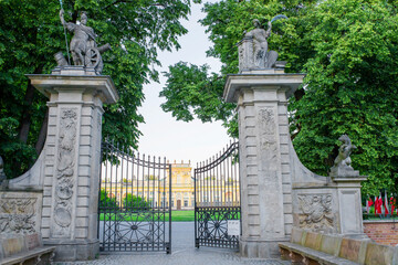 Tha central forged gate to the Royal Wilanow Palace in Warsaw, Poland. 
