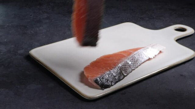 fresh raw salmon fillets 