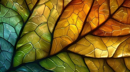 Papier Peint photo Coloré Stained glass window background with colorful leaf abstract. 