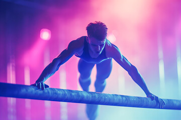 Professional athlete Gymnastics in training, preparing for a competition
