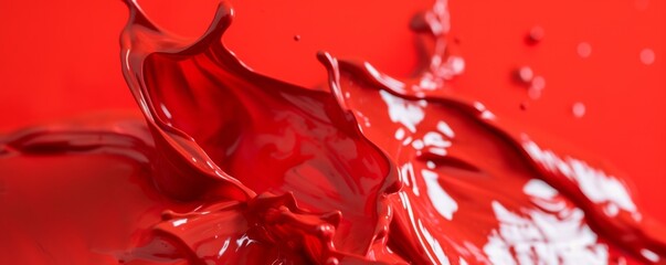 Close Up of Red Liquid Splashing on Red Surface