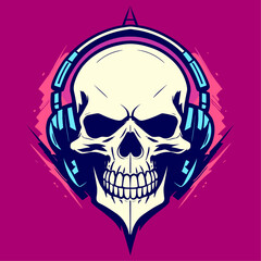 Fototapeta premium head skull wearing headphone vector art