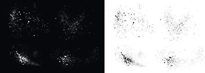 Drip black and white vector paint blood ink brush stroke splatter background set. Smudges black and white paint vector grunge texture blood background set