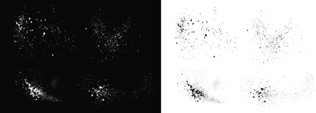 Drip black and white vector paint blood ink brush stroke splatter background set. Smudges black and white paint vector grunge texture blood background set