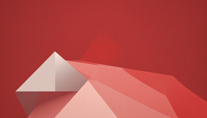Abstract geometric composition, red background design, 3d render