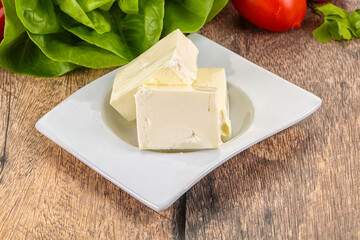 Greek traditional Feta cheese in the plate