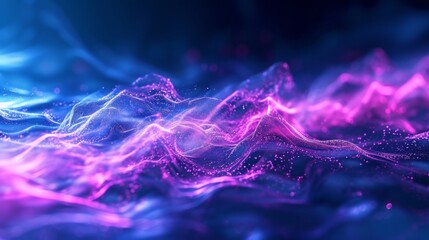 Ethereal Neon Glow: Abstract Art in Motion with a Vibrant Spectrum of Blue and Purple. Dive into a Fluid Fantasy of Light and Color, Perfect for Modern Design and Creative Wallpaper.