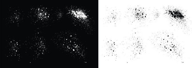 Collection of watercolor black and white paint brush stroke drop blood splatter vector. Handmade black and white vector paint different grunge brush stroke blood ink splatter background set