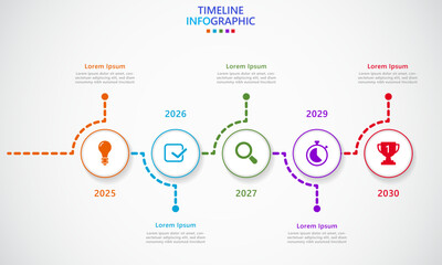 Infographic template for business. Modern Timeline infograph with 5 steps.