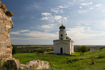 View of the historical Church of Olexander Nevsky in the city of Khotyn. Ukraine