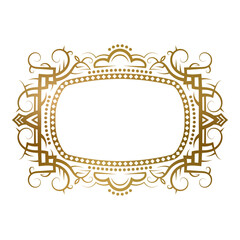 Golden frame with floral ornament for title. Suitable for vintage card decoration, nameplate or cover design.