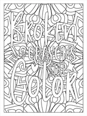 Fototapeta na wymiar Abstract background flower pattern in black and whiteflower coloring pages and Motivational quotes coloring page with mandala background.