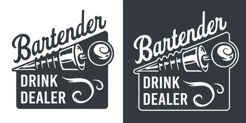 Fototapeta premium Bartender bottle stopper for bartending. Mixologist or barman logo with stopper or cocktail bar tool