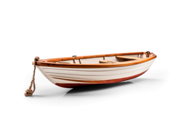 Old wooden boat isolated on transparent background, Png file