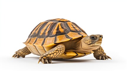 Fototapeta premium A captivating image featuring a turtle, gracefully isolated against a clean white background 