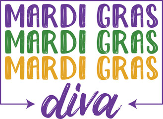 Mardi Gras Diva T-shirt Design Cut File