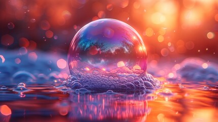 Glass Ball Floating on Top of a Body of Water