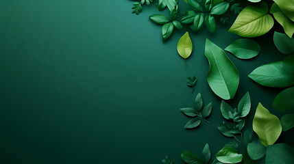 Green leaves eco friendly background with copy space for text - obrazy, fototapety, plakaty