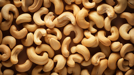raw pile of fresh cashew nuts background created with Generative AI Technology 