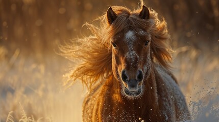 Golden Rush: Horse Galloping at Sunset