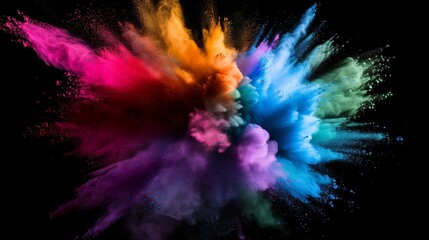Vibrant Explosion of Colored Powder on Black Background