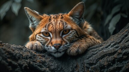 Obraz premium Restful Predator: Ocelot Lazing in the Jungle