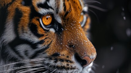 Intensity of the Wild: Tiger's Gaze in the Rain