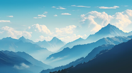 Stunning mountains, panoramic peaks PPT background