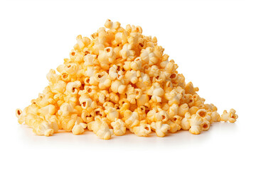 Pile of popcorn isolated white background created with Generative AI Technology 